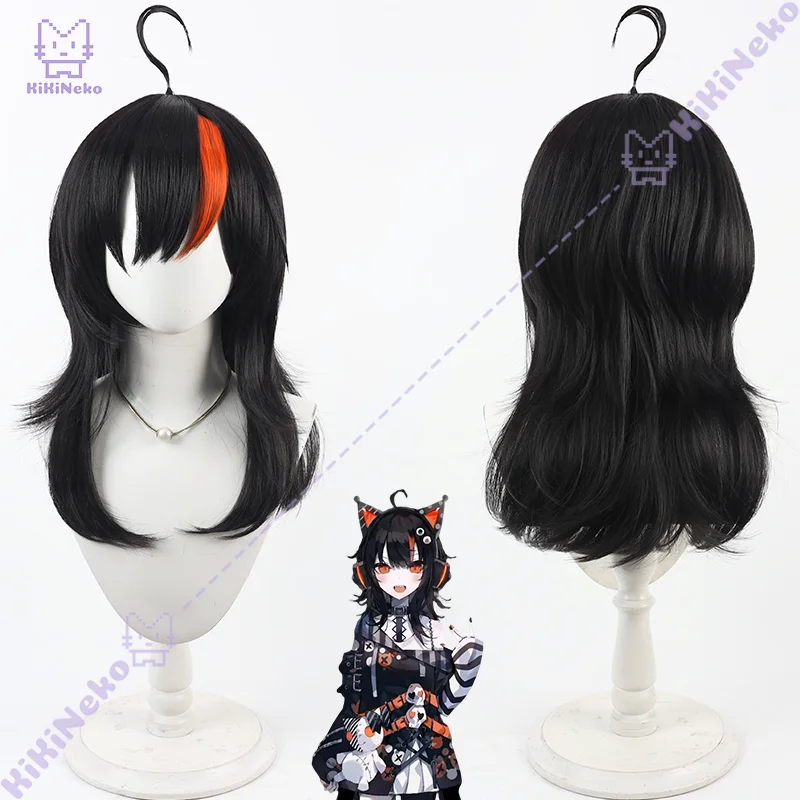 

Game Sawatari Koko Cosplay Wig Black medium length with an orange streak Cosplay wig For Comicon Party Adult Women Men