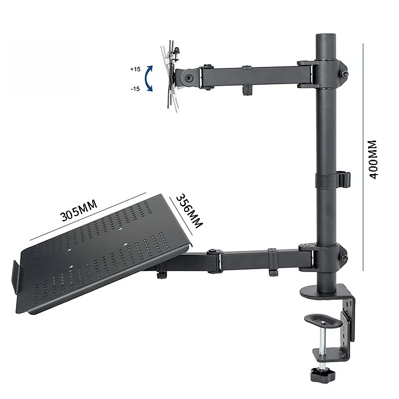 Laptop Dual Monitor Stand, Rotatable Combo, Computer Keyboard Tray, Desktop Multi-Screen Bracket