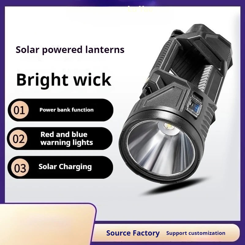 

Outdoor searchlight illumination Outdoor Solar Flashlight Rechargeable Searchlight Solar powered LED Super Bright Flashlight