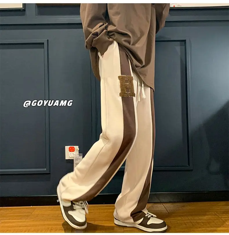 Spring Autumn High Waist Straight Pants Patchwork Retro Casual Pants Loose Large Size Tide Brand Wide Leg Pants 2022 New