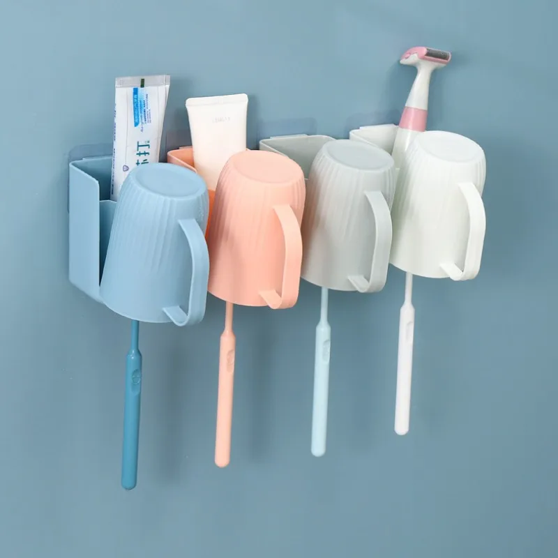 Toothbrush Holder Wall Mounted Mouth Toothpaste Dispenser Quick Draining Storage Squeezer Rack Bathroom Toothbrush Holder