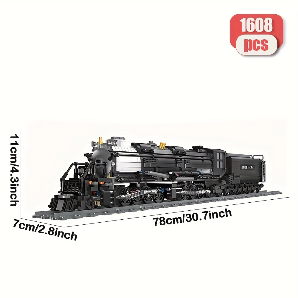 Creatieve De Bigboy Stoomlocomotief Trein 1608pcs Spoorweg MOC Puzz MOC Bouwsteen speelgoed geschenken Kinderen Volwassen Technische Kerst