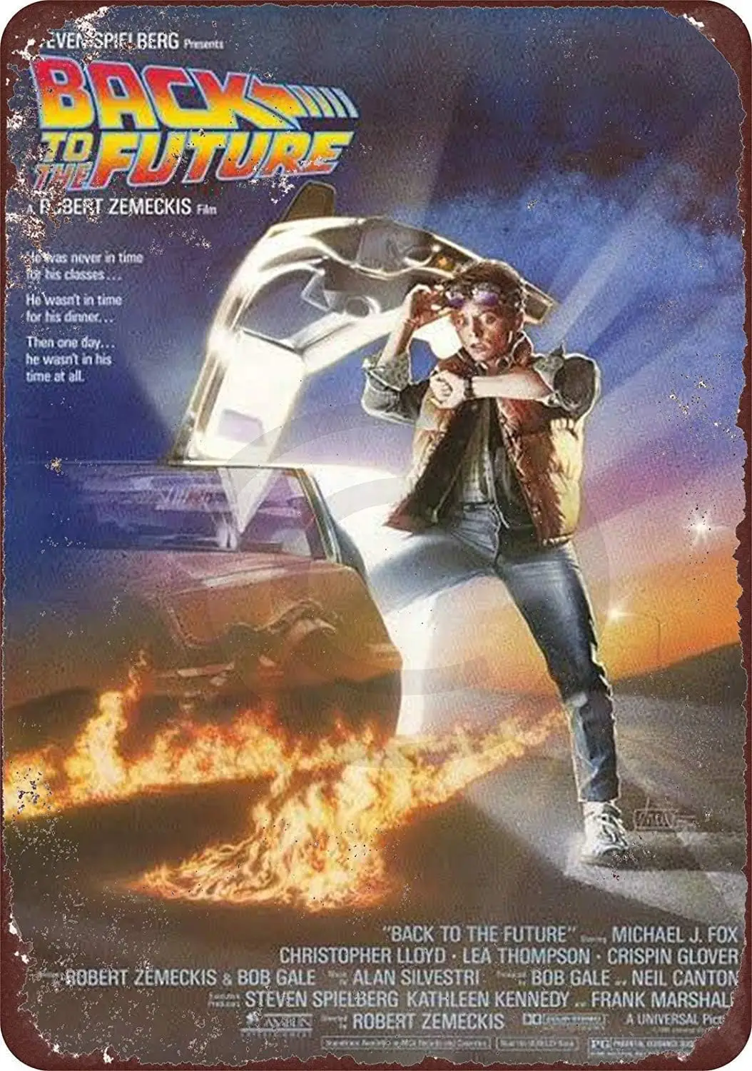 Pioujw-Tin Sign Back to The Future 1985 Movie Vintage Reproduction Metal tin Sign 8 x 12