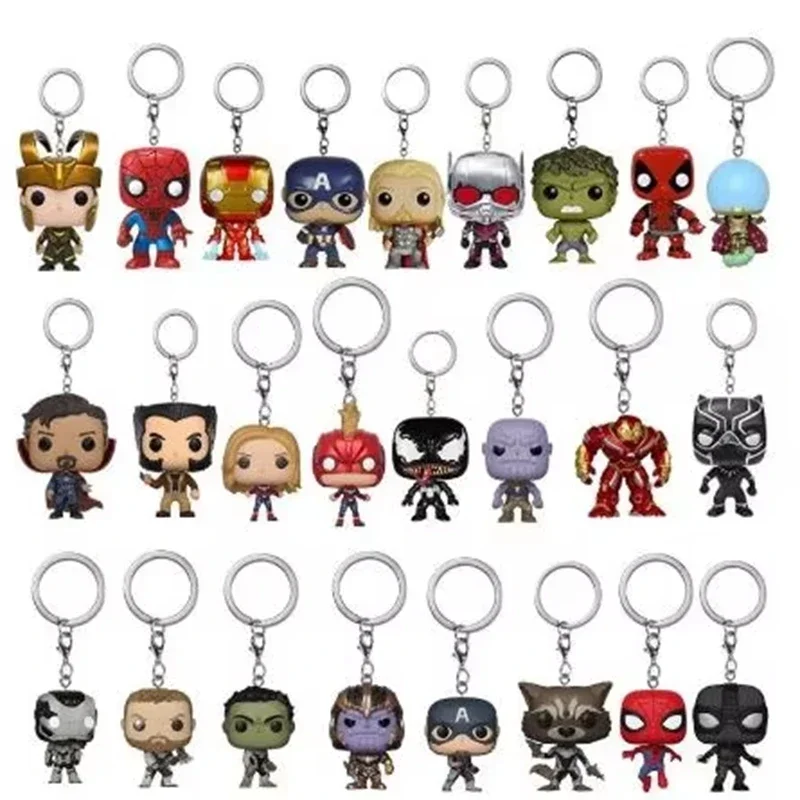 New Arrival Funko Style Vinyl Keychain Marvel DC Superhero Mini PVC Doll Pendant Backpack Decor Collectible Toy Gift For Fans