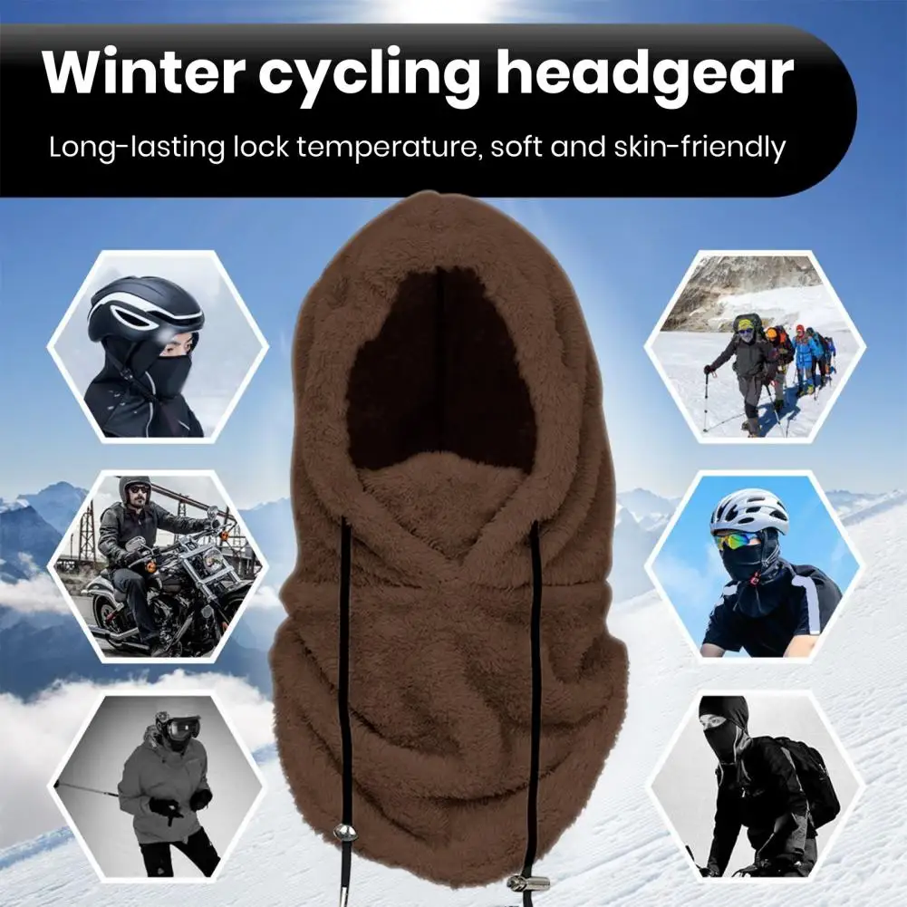 Breathable Ski Headgear Winter Ski Headgear with Adjustable Drawstring Thickened Plush Warm Hat 3-in-1 Face Guard for Weather