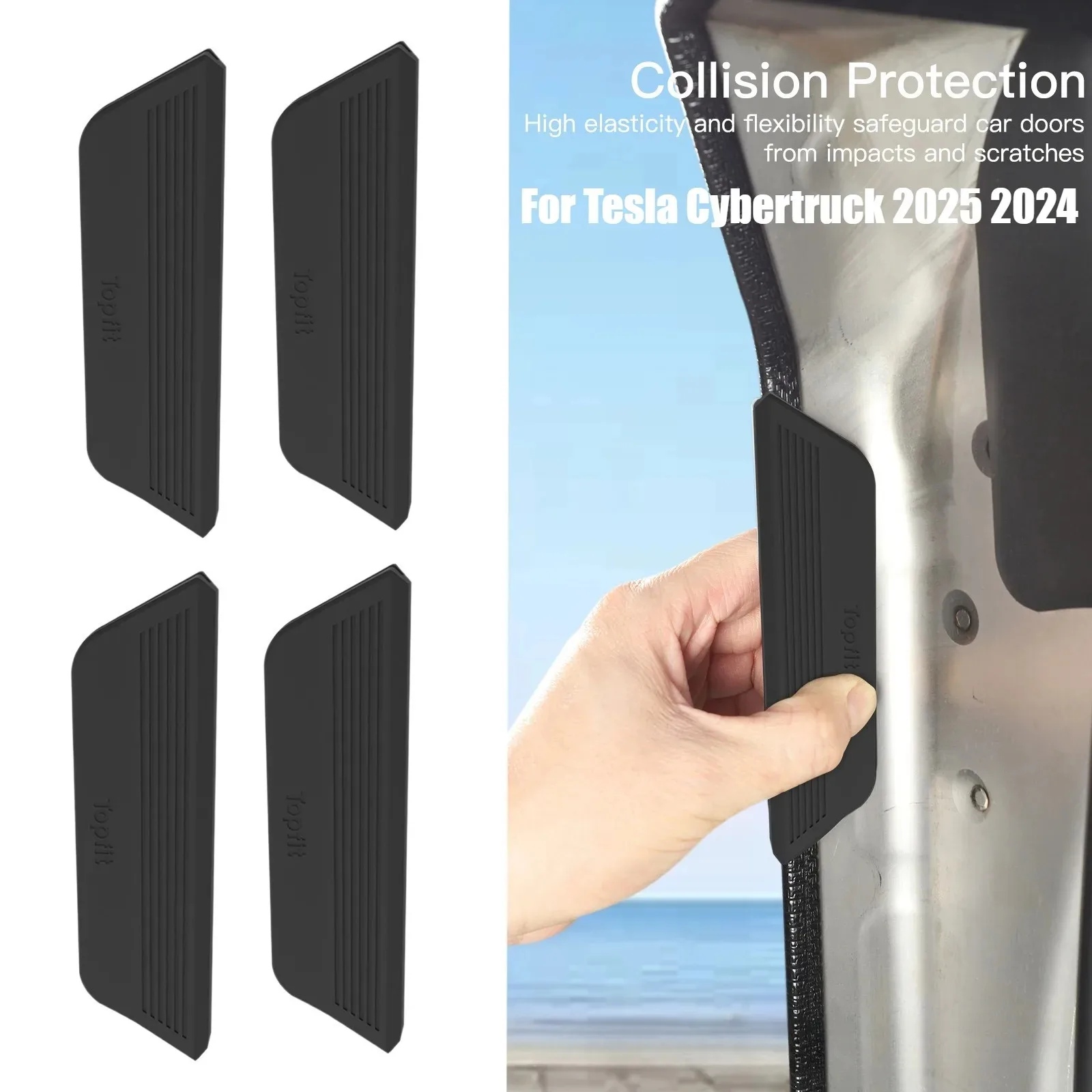 For Tesla Cybertruck 2024-2025 4PCS Hidden Door Handle Silicone Fingerprint Resistant Door Closer Handle Protective Accessories