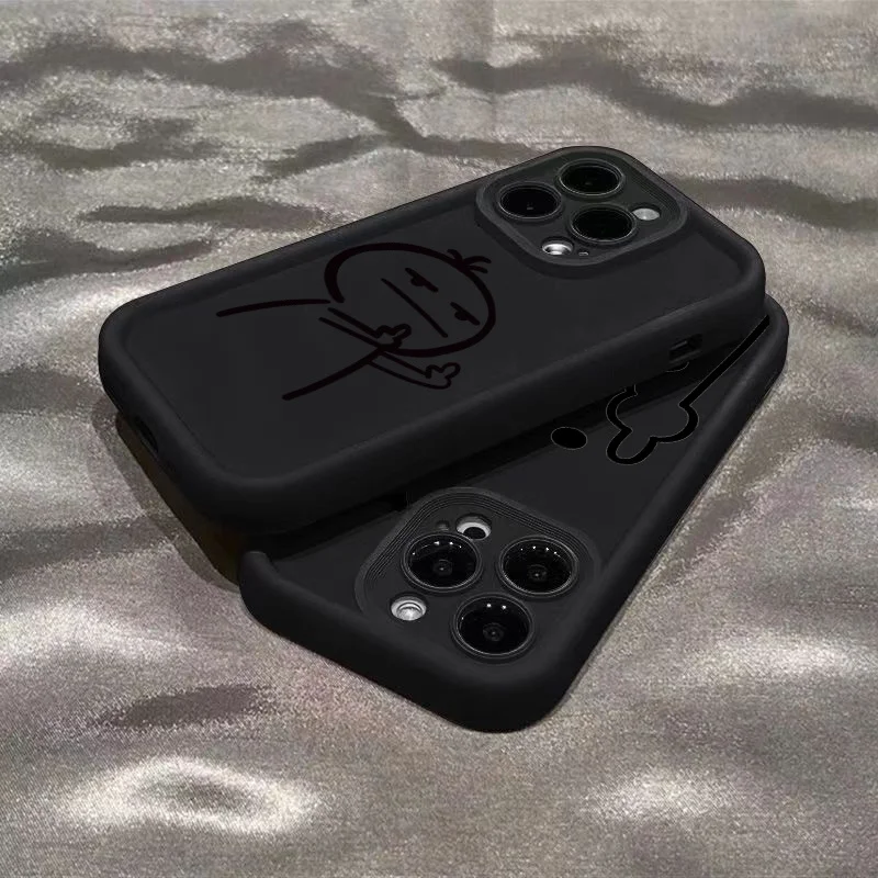 Cartoon Fun Stickman Phone Case for iPhone 16e 16 15 14 13 12 11 Pro Max Mini XR XS X 7 8 6 6s Plus Soft TPU Back Cover