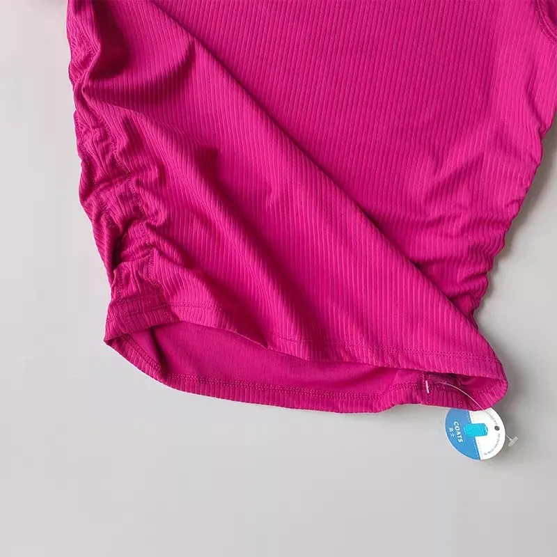 T-shirt da yoga senza cuciture da donna Camicia sportiva a costine Top da palestra traspirante Camicetta sportiva Camicia T-shirt da corsa a maniche corte Camicie da yoga