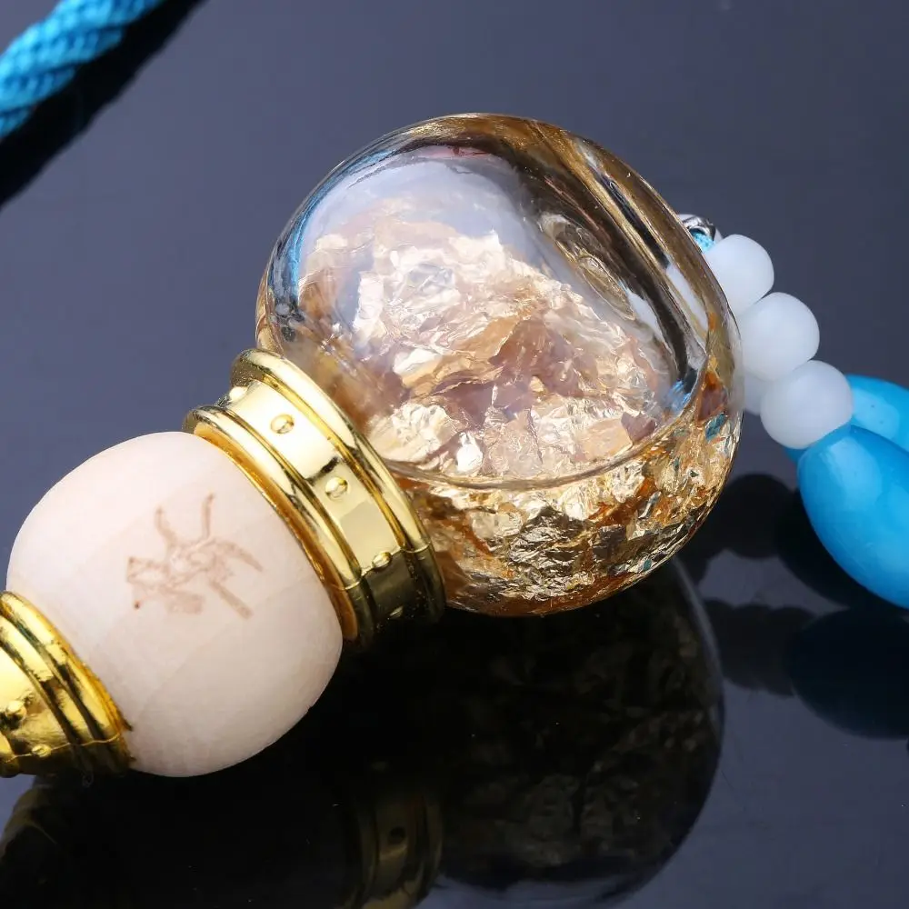 Chinese Style Glass Bottle Gourd Pendant Gold Foil Bottom Cartoon Mini Gourd Bottle Gourd Shaped Car Interior Accessories