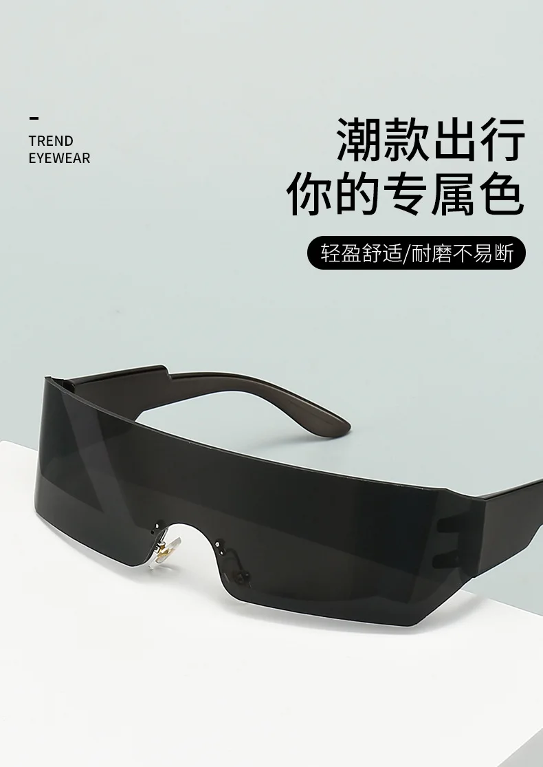 Steampunk Y2K Sonnenbrille für Damen und Herren, quadratisch, einteilig, Wrap-Around-Sonnenbrille, modische Sonnenbrille mit großem Rahmen für Damen und Herren – Detail 1