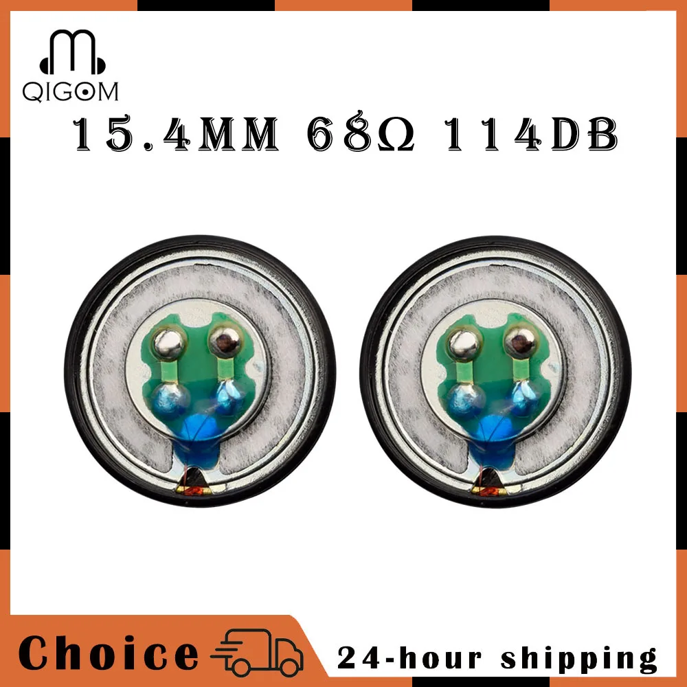 

QIGOM Flathead Headset Speaker Unit, S68A-Black 1 Pair, HIFI Vocal, 15.4MM 68Ω 114dB, Headsets Driver, for MX500 Earphone