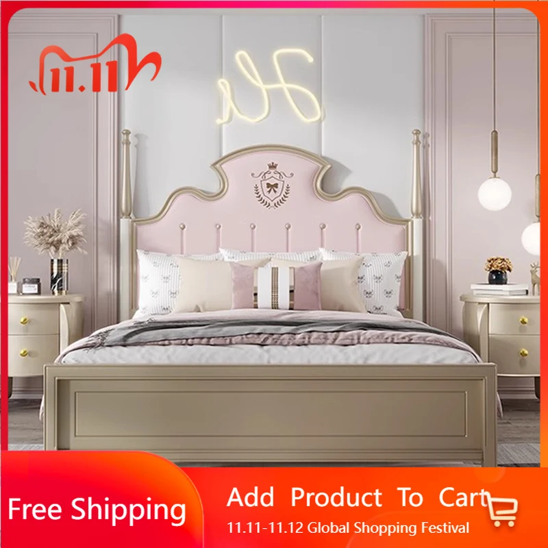 

European Loft Massage Bed Wooden Girls Modern Headboards Bed Bedroom Luxury Princess Sleeping Letto Matrimoniale Home Furniture