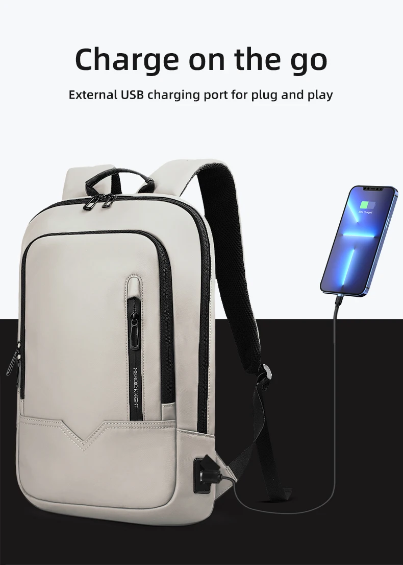 HK Hochwertiger Rucksack 15,6-Zoll-Laptop-Tasche Herren-Business-Pendler-Rucksack Wasserdichtes Oxford-Gewebe Leichte Reisetasche – Detail 12