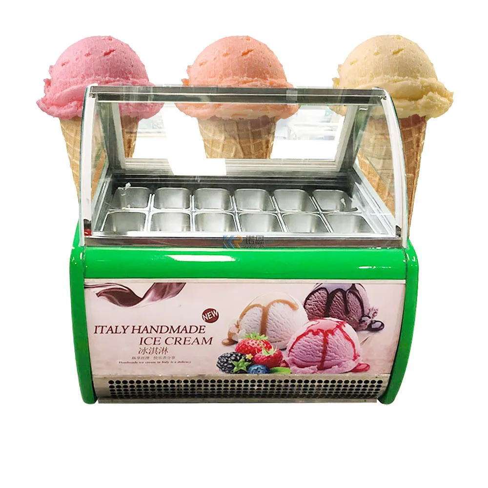 

12 Pan Commercial Gelato Ice Cream Display Ice Popscile Showcase Instury Display Freezer