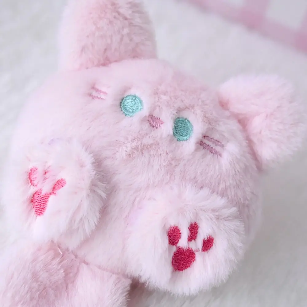 Cute Brooch Coffee Cat Keychain Soft Stuffed Cute Cat Fluffy Ins Animal Key Chain Friends Birthday Gifts