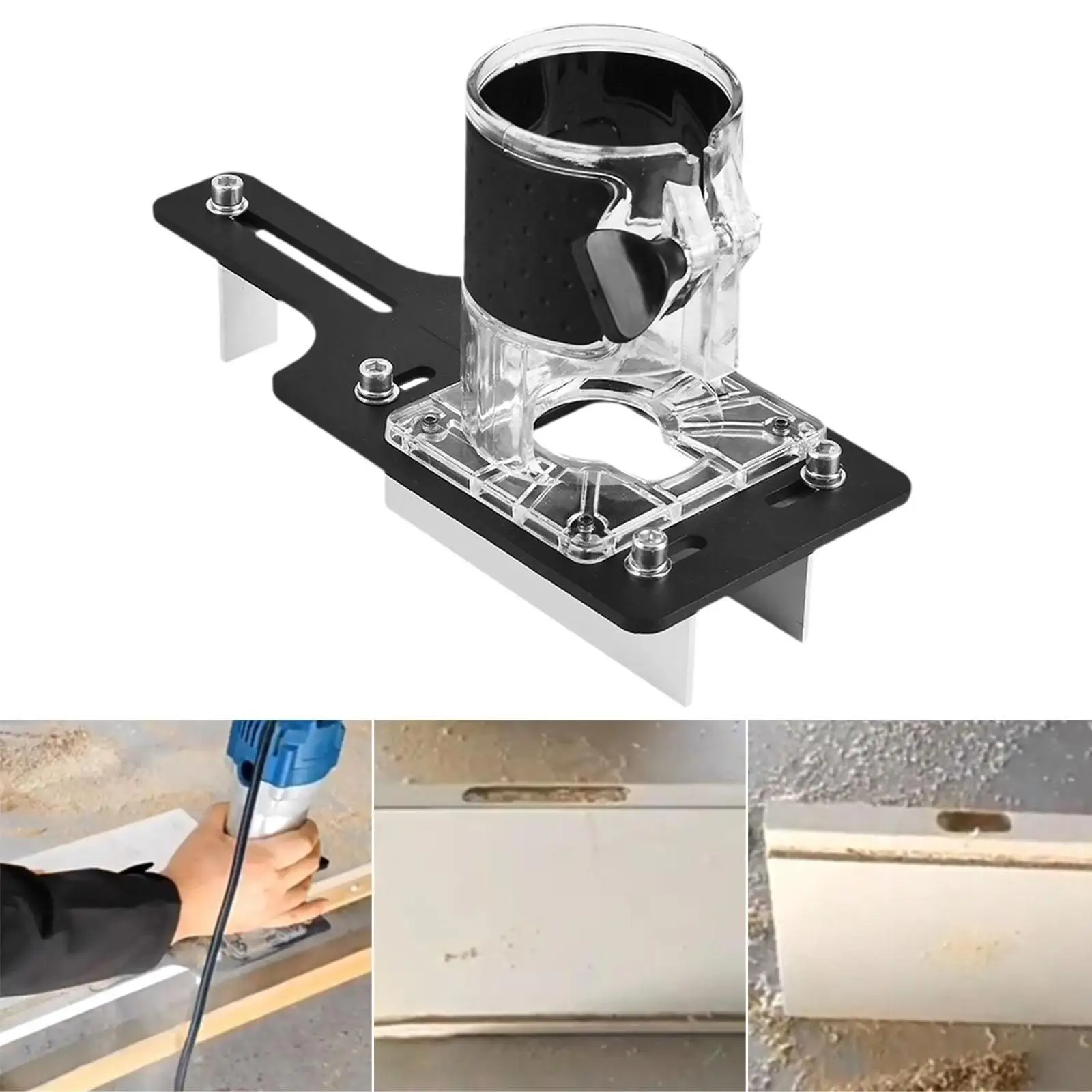 Wood Router Base Wood Router Tool Portable Mortising Jig 2 in 1 Invisible Fastener Slotting Bracket for Furniture Splicing