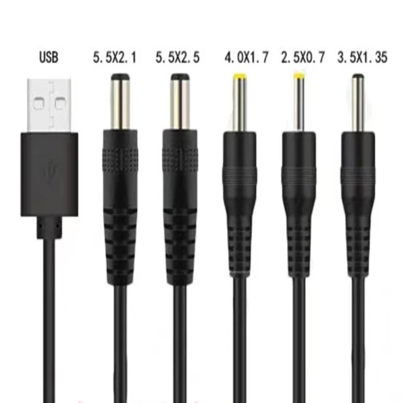 Connecteur de câble d'alimentation de charge USB HUB, 5V, 9V, 12V Pipeline l'autorisation, USB vers DC, 5.5x2.1mm, 5.5x2.5mm, 3.5x1.35mm, prise Jack, 4.0x1.7mm