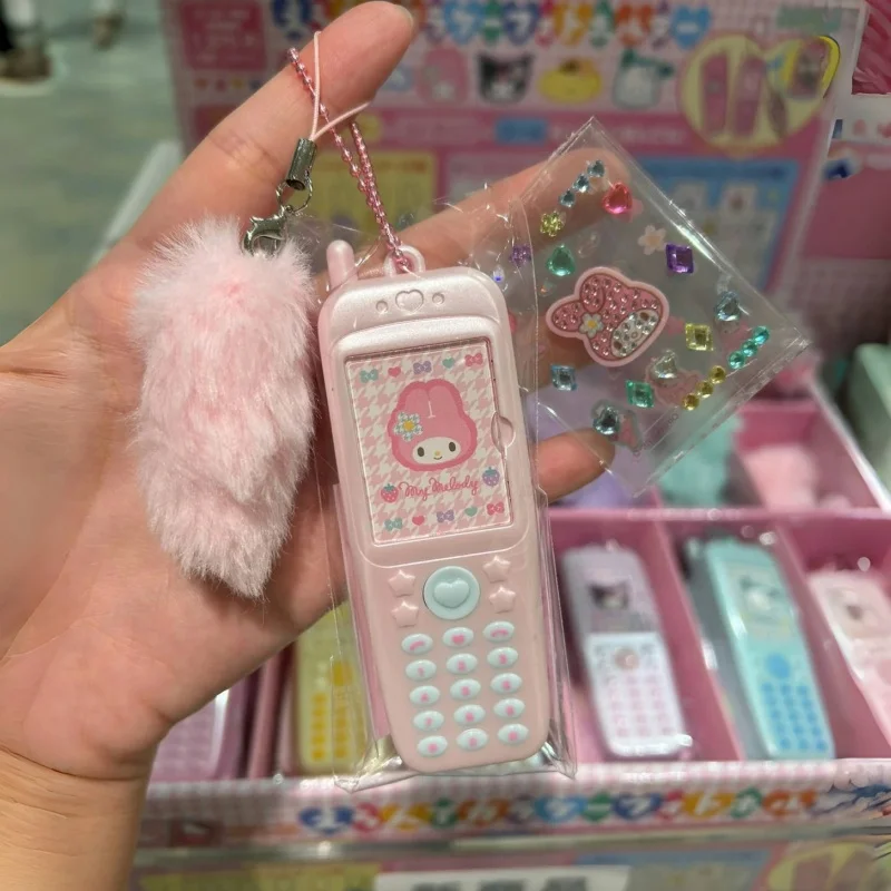 Gorąca wyprzedaż oryginalna Sanrio Kawaii moja melodia Kuromi w stylu telefonu komórkowego zawieszka Sanrio dziewczęca naklejka na serce prezent