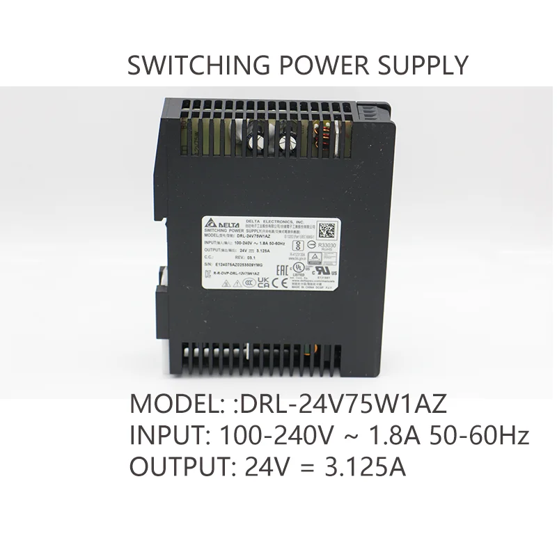 SWITCHING POWER SUPPLY DRL-24V75W1AZ 100-240V ~ 1.8A 50-60Hz 24V =- 3.125A