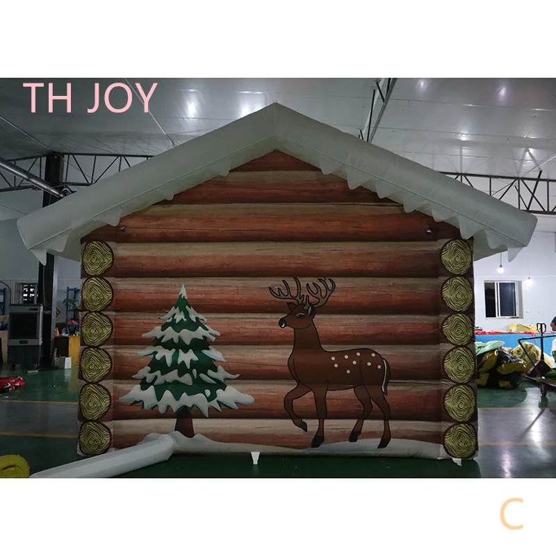 Navio aéreo rápido para porta, 4x3m mais novo ao ar livre casa inflável do papai noel de natal, cabine inflável da grotto do papai noel casa de natal