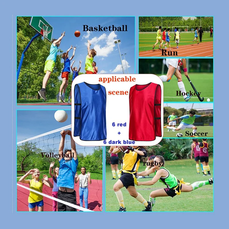 12 Pack Dodgeball Game Vests Soccer Practice Jerseys For Adults For Indoor Outdoor Playground XL