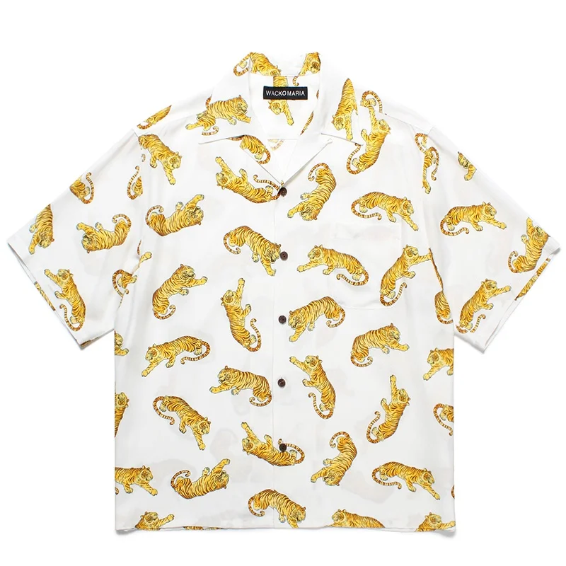 WACKO MARIA High Street Men's Women's Summer 25SS New Full Print Tiger Casual High Quality Hawaii Short Sleeve Shirt