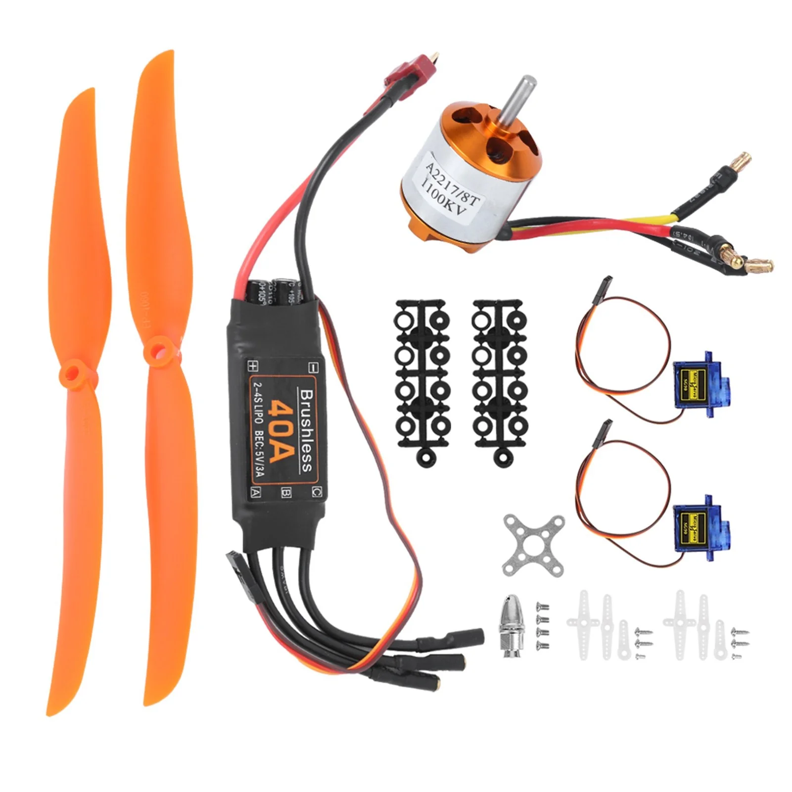 A2217 1100KV Brushless Motor 40A ESC SG90 9G Micro Servo 1060 Propeller for RC Plane