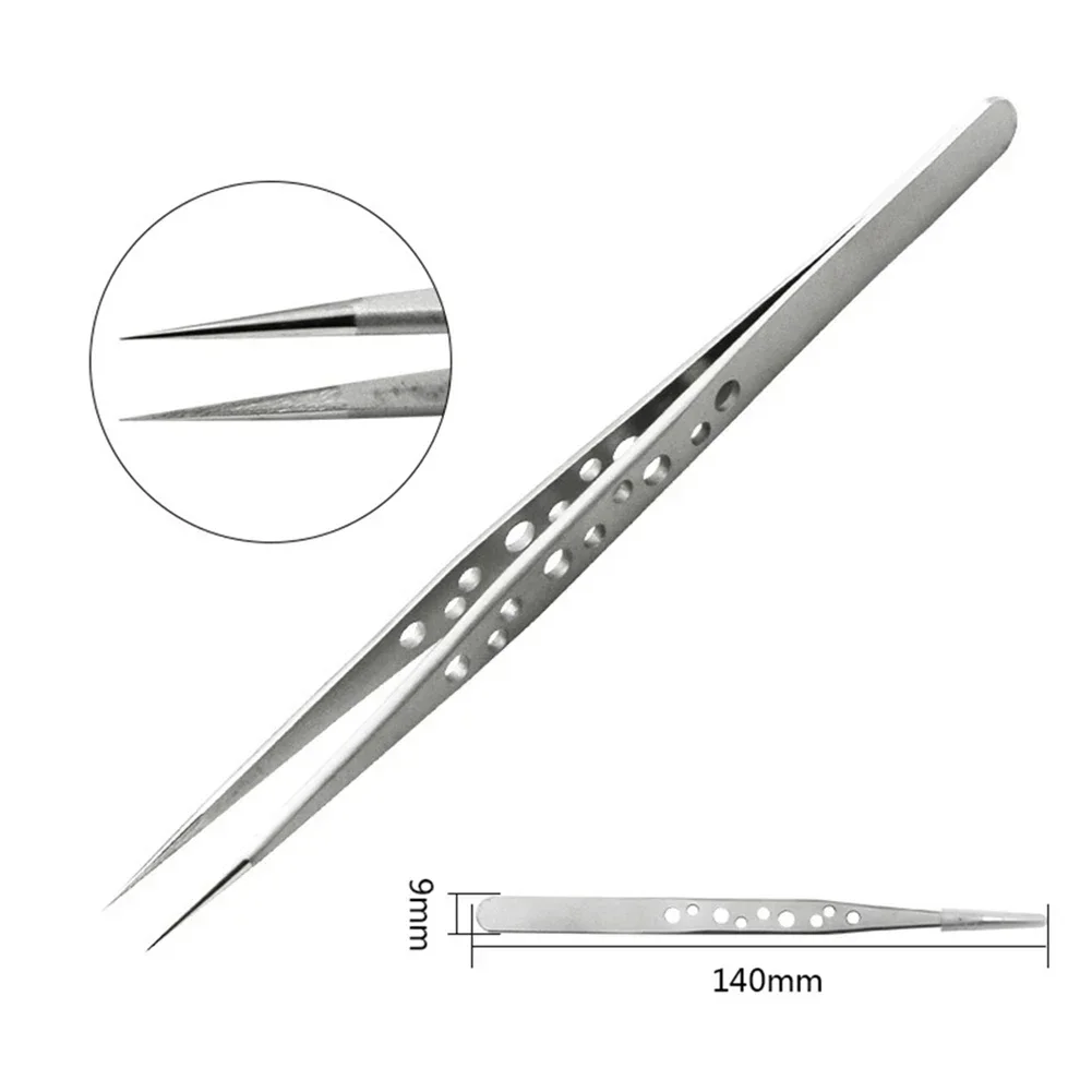 1pc Precision Industrial Tweezers Anti-magnetic Curved Straight Tip Stainless Steel Tweezers For Electronics Maintenance