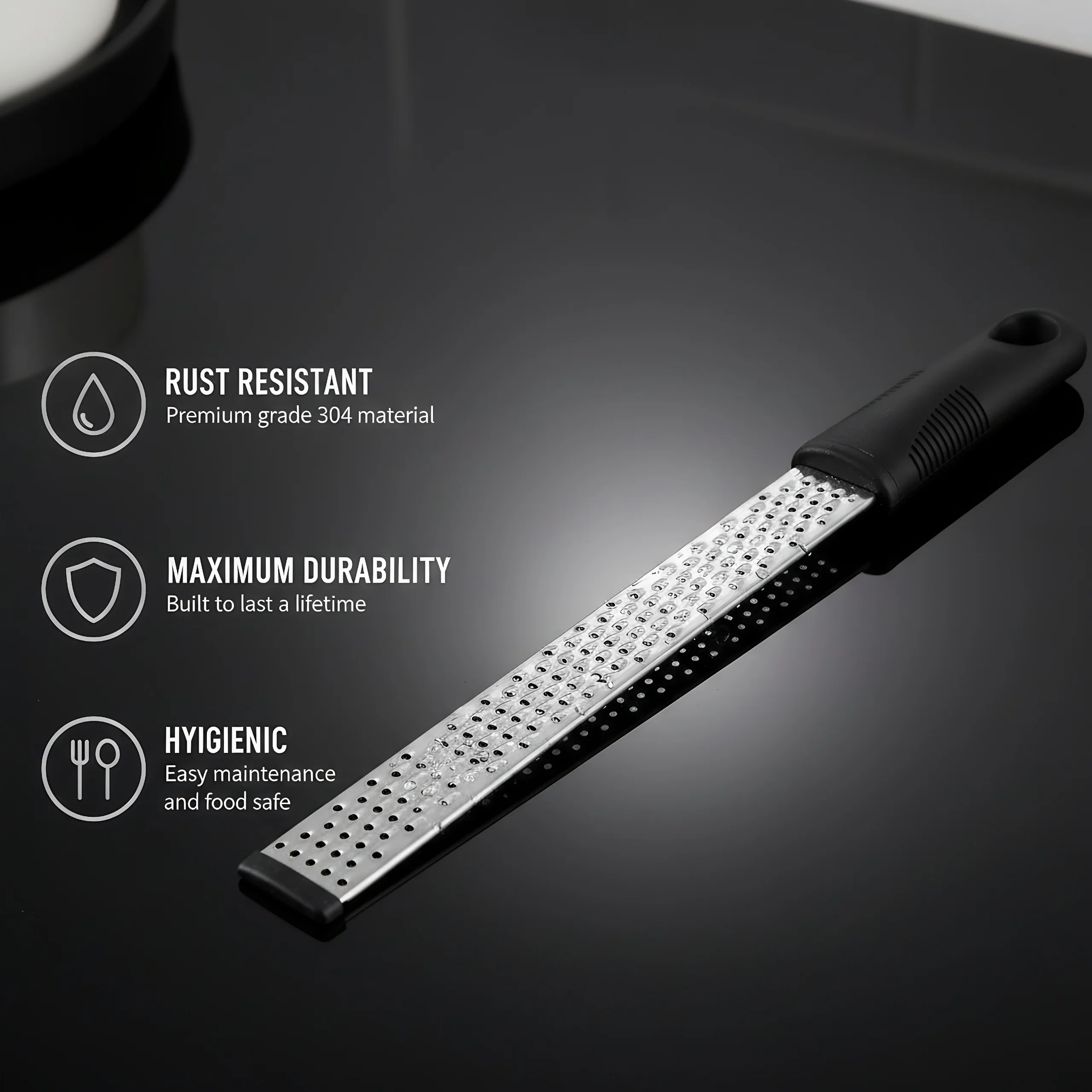 مبشرة الجبن والخضروات من الفولاذ المقاوم للصدأ قطعة واحدة - مقبض بلاستيكي قبضة مريحة أداة مطبخ متينة سهلة التنظيف للطهي المنزلي #3