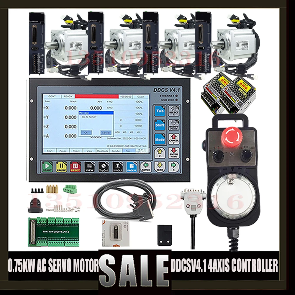 Cnc 4axis Combination Kit Ddcsv4.1 Off-line Cnc Independent Controller +4*2.39nm 0.75kw Ac Servo Motor Driver Z Axis With Brake