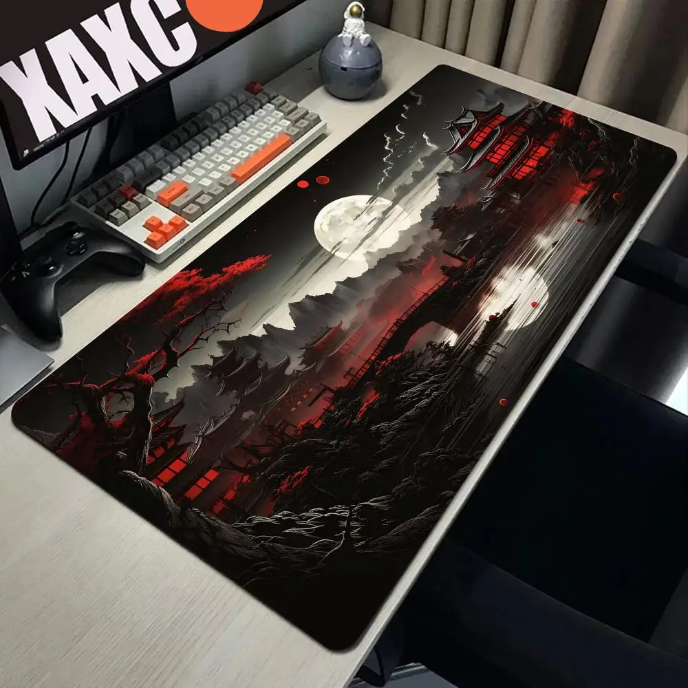 Moon Landscape Painting Silicone Gaming Mouse Pad Large Keyboard Pad Topographic Mouse Pad for Keyboard with Anti-Slip TableMat