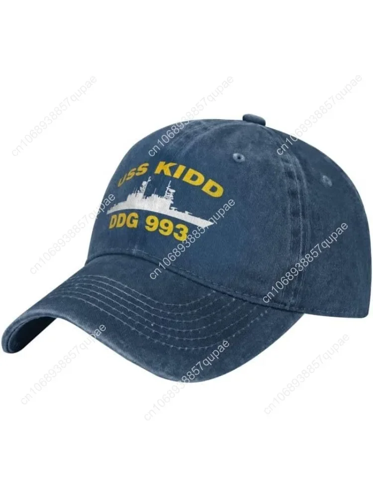 

USS KIDD DDG 993 Flag Cowboy hat Vintage Sandwich Baseball Caps Hat Denim Hats