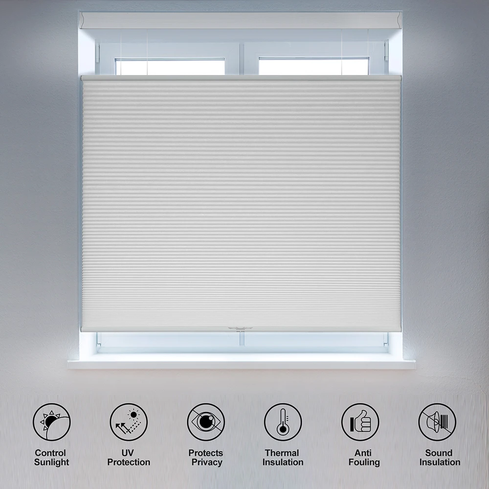 Pocageum Custom Color Size Cordless Top-Down Bottom-Up Cellular Honeycomb Blinds Blackout Light Filtering Window Shades Bedroom