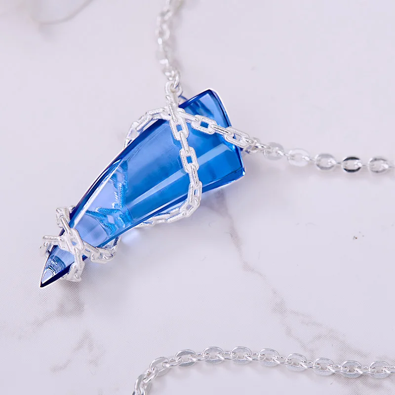 Re:Life in adifferent world from zero Re0 Rem Blue Corner Anime Necklace 925 Sterling Silver Pendant  Action Figure Gift