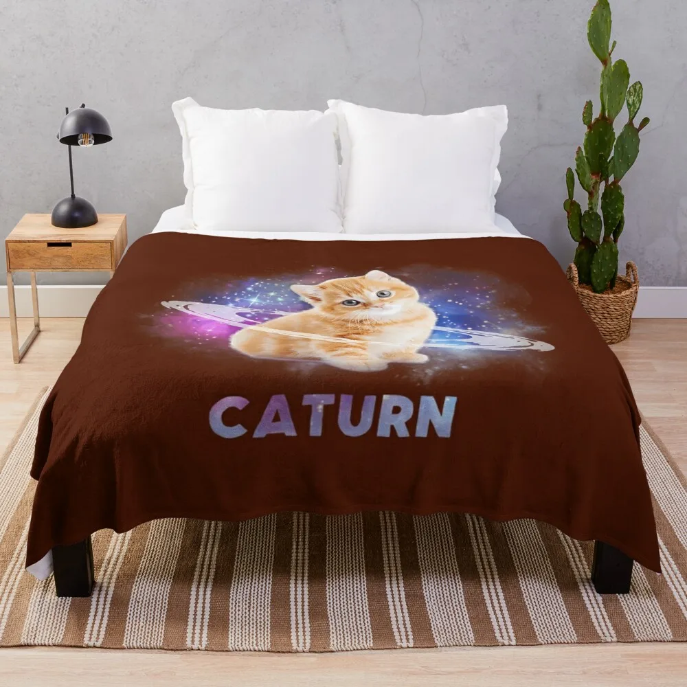 

Cat in space caturn \t\t Throw Blanket sofa bed christmas decoration Retros valentine gift ideas Blankets