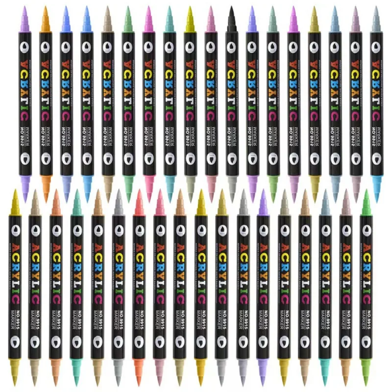 120 لونًا من أقلام الطلاء الأكريليك ذات الطرف المزدوج، أقلام طلاء أكريليك مزدوجة اللون للرسم على الصخور، السيراميك، الحجر، الخشب، القماش، الحجر