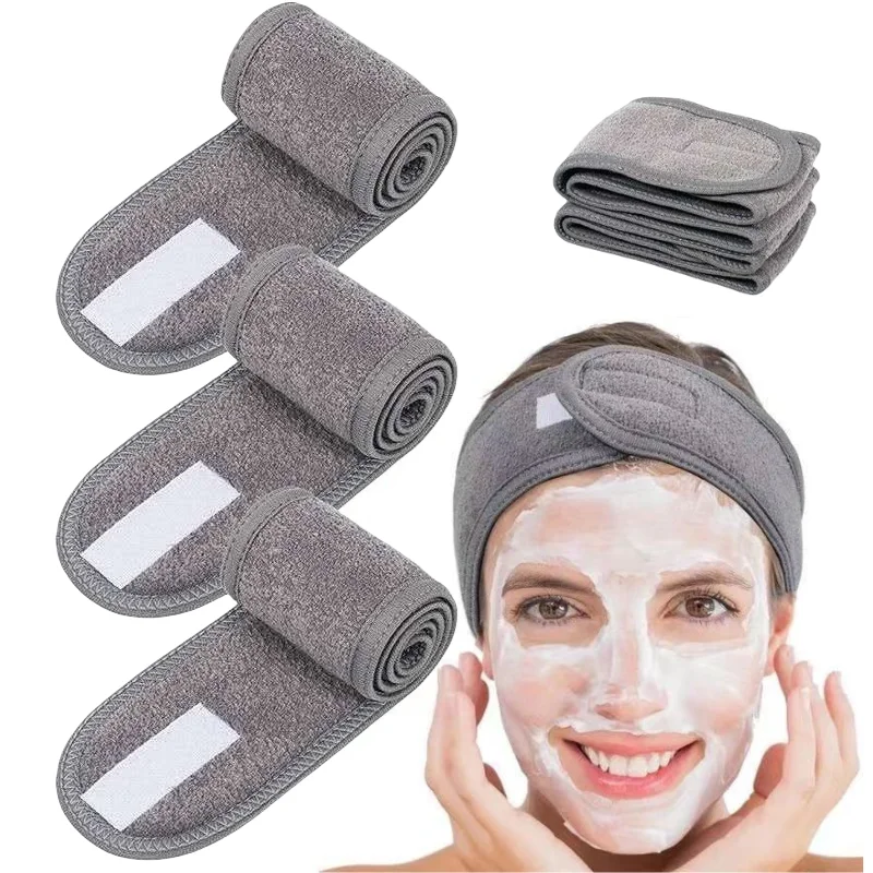 Headband Facial Ajustável para Mulheres, Headband Spa, Faixa de Cabelo Maquiagem Banho, Lavagem do Rosto, Toalha Suave, Acessórios de Maquiagem