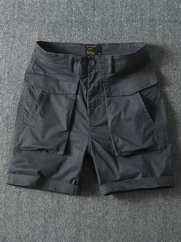 

Retro American Elastic Workwear orts Men's Outdoor Large ket Functional Loose Four-Way Middle Pants for Heavy Du Work