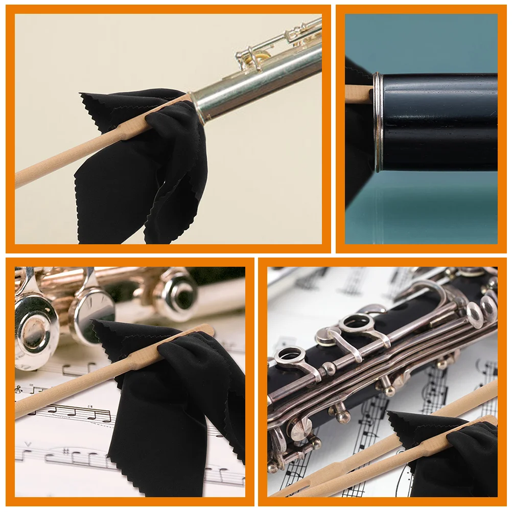 

Flute Cleaning Rod Cloth Kit Polishing Brushes for Musical Instruments Cleaner Maintenance Stick and
