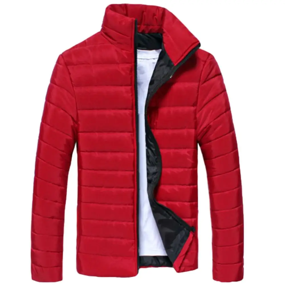 

Мужское студенческое однотонное стеганое пальто с воротником-стойкой и длинными рукавами, теплая хлопковая стеганая куртка, мужская одежда, зимние пальто, стеганые парки