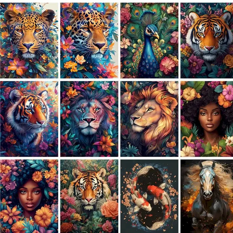GATYZTORY Acrylic Painting By Numbers With Frame Pictures On Numbers Animals Canvas Painting Gift For Adults Wall Decors Fruit C
