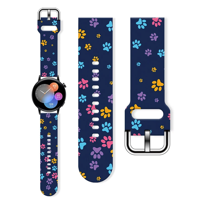 Correa con estampado de pata para Samsung Galaxy Watch, pulsera deportiva reemplazable de 20mm, 40mm, 44mm, 22mm para Amazfit Balance 5Pro