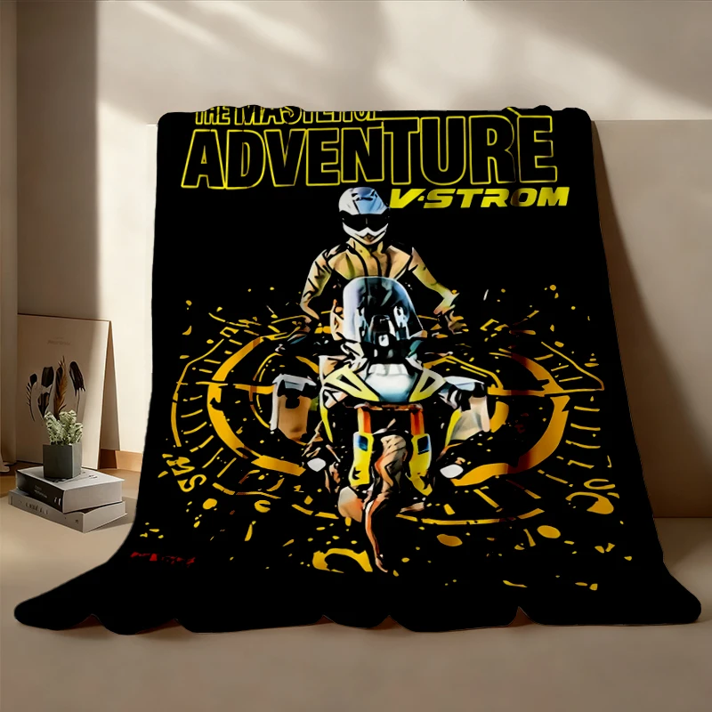 V-Strom 1050 Flannel Blanket Perfect Biker Gift For ADV Rider Fan Flannel Throw For Owners Husband Present Cozy Blanket