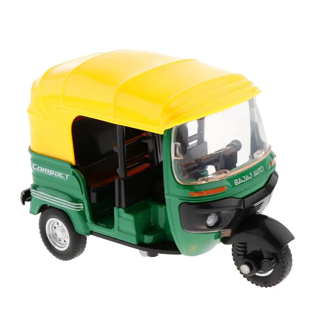 1/14 Scale Simulated Alloy Indian Tricycle Bike Model Road Vehicles Model Decoration Gift Decor Green