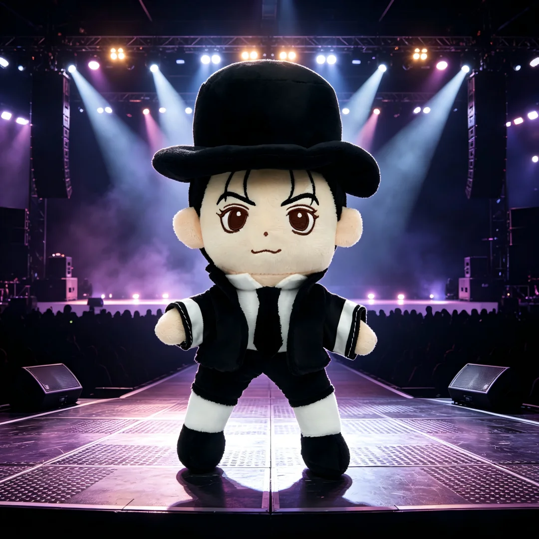 

25CM Cute Michael Jackson Plush Doll Classic Stage Outfit Stuffed Toy Fans Collectible Soft Plush Figure Gift For Music Lovers