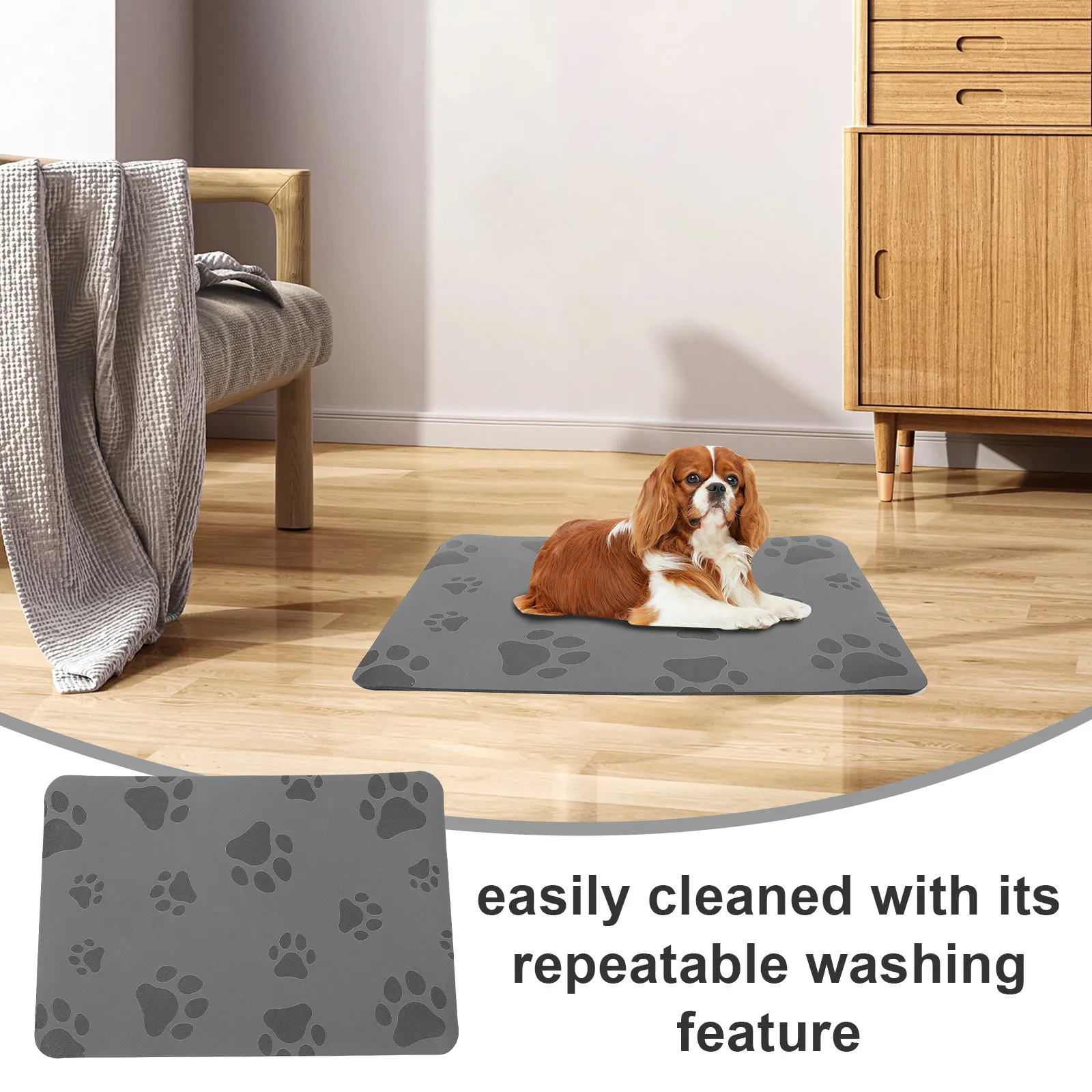Pet Food Mat Absorbent Anti Stains Dog Cat Bowl Mat Quick Dry Reusable Easy to Clean Thick Pet Placemat Puppy Feeding Placemat