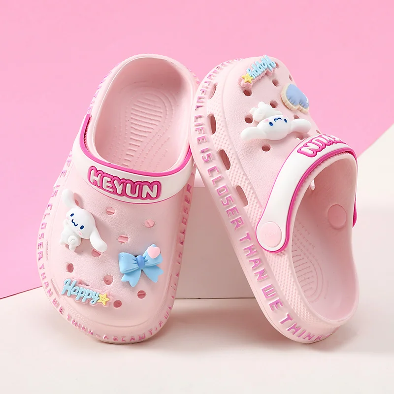 

Детские сандалии-тапочки для девочек с мультяшным принтом, летние, новые, для дома, с мягкой подошвой, пляжные, повседневные