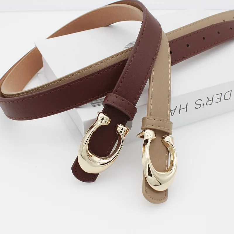 New Ins style young student C buckle double-sided ladies belt fashion trim trim female thin belt