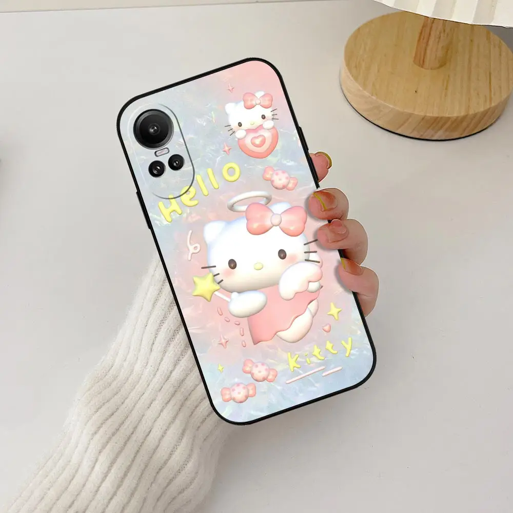 Милый чехол для телефона My Melody Hello Kitty Kuromi для OPPO Reno 11 11F 10 8 8T 7 7Z 6 6Z 5 4 Pro Plus 4G 5G Черный мягкий силиконовый чехол