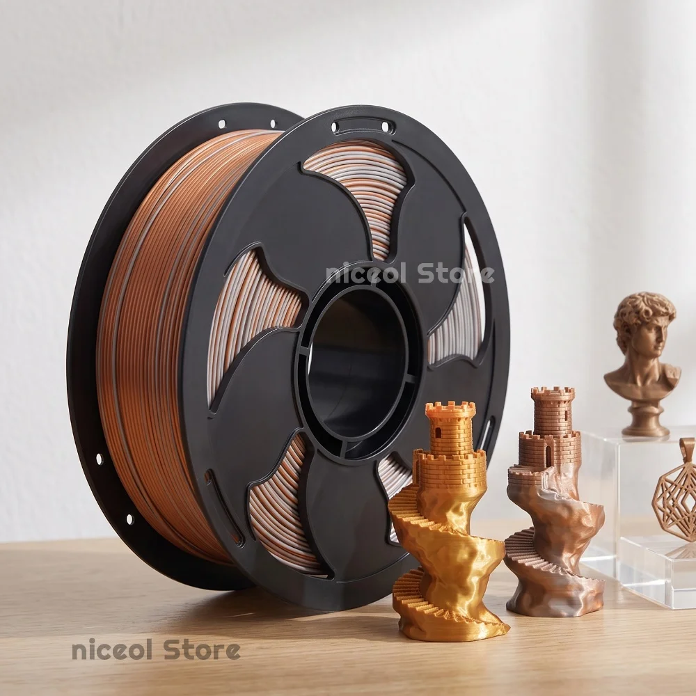 Gradient Color PLA Filament 1.75mm Tricolor Silk Glossy Matte 250g Spool FDM 3D Printer Multicolor